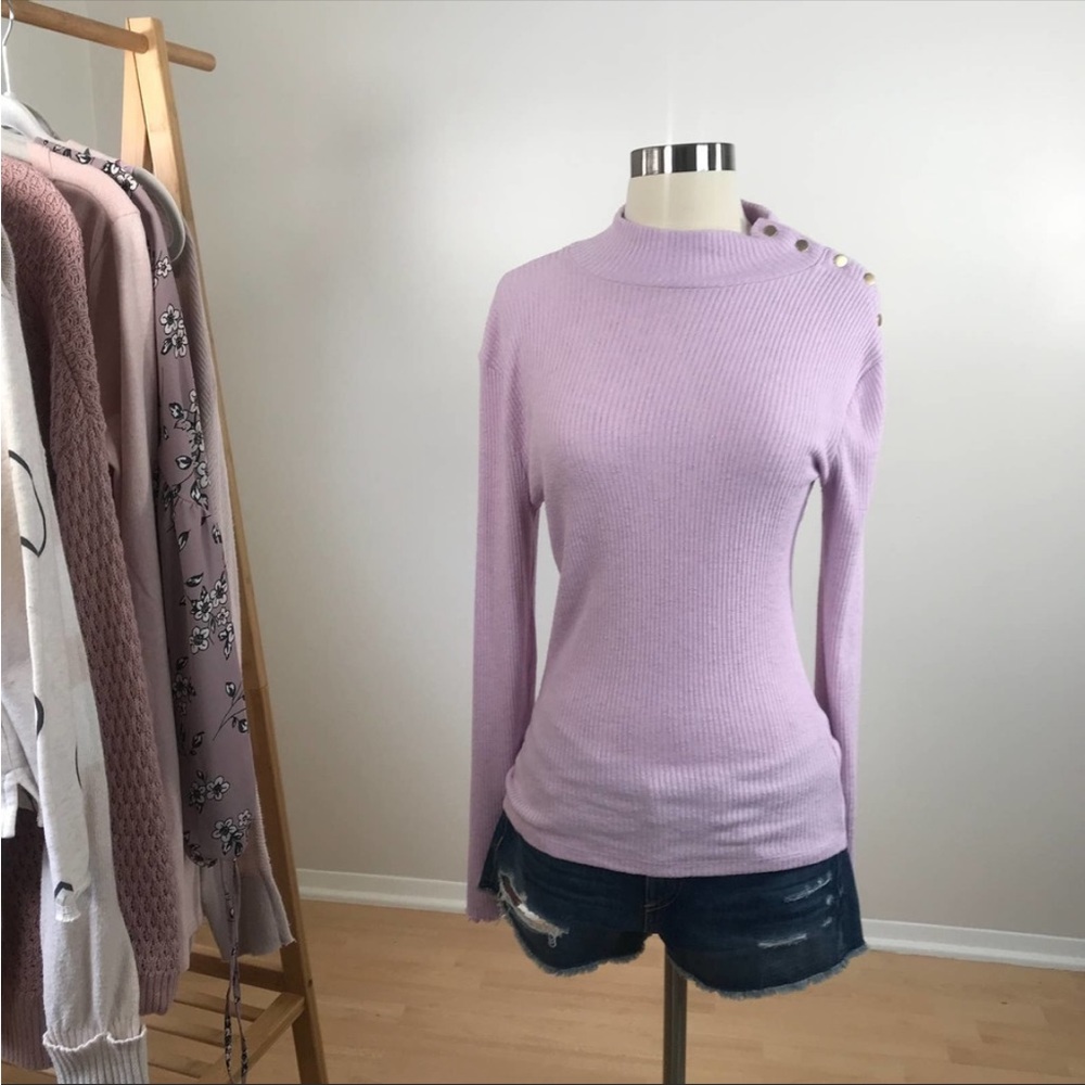 J.Crew • Button Shoulder Ribbed Turtleneck Sweater